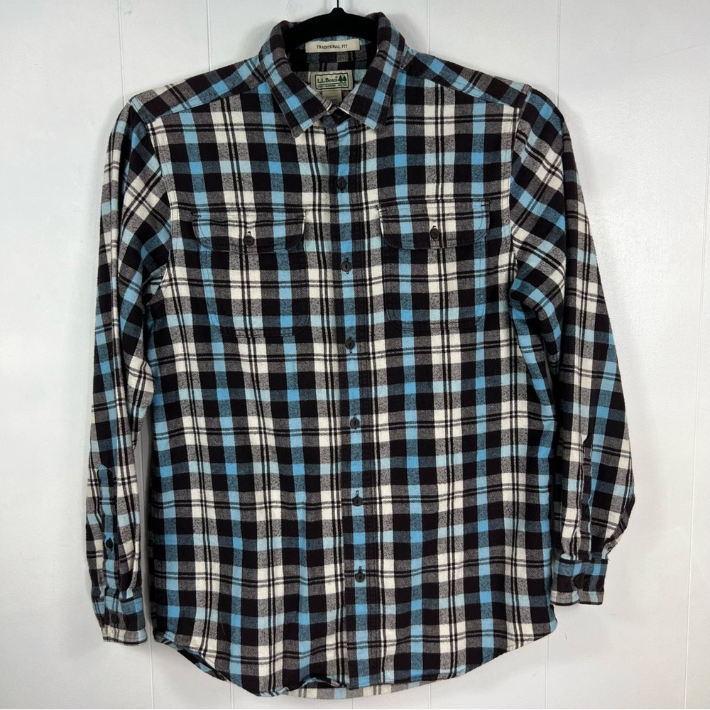 LL BEAN Traditional Fit Flannel Plaid Long Sleeve Shirt Size Small